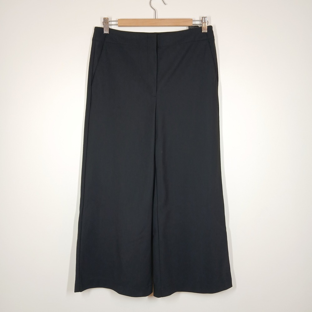 Theory Pants Womens 8 Black Polyamide Blend Cropped Clean Terena KC Wide Leg